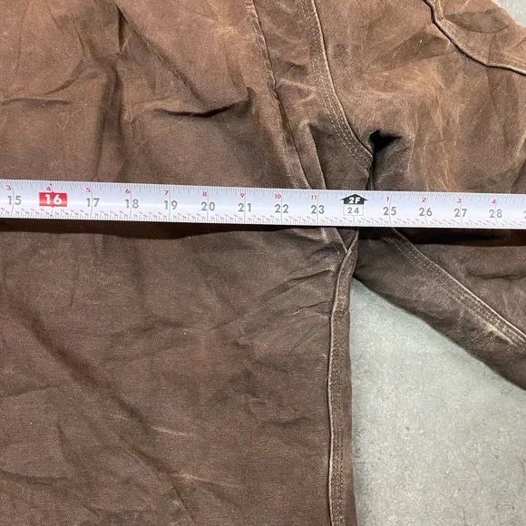 Carhartt J22 Duck Jacket Brown Hooded Workwear Distressed Mens XL - Picture 8 of 11